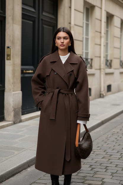 Cappotto marrone con cintura